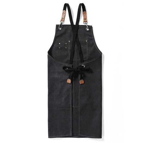 Duogoo apron showing large pockets for tools and devices during cooking