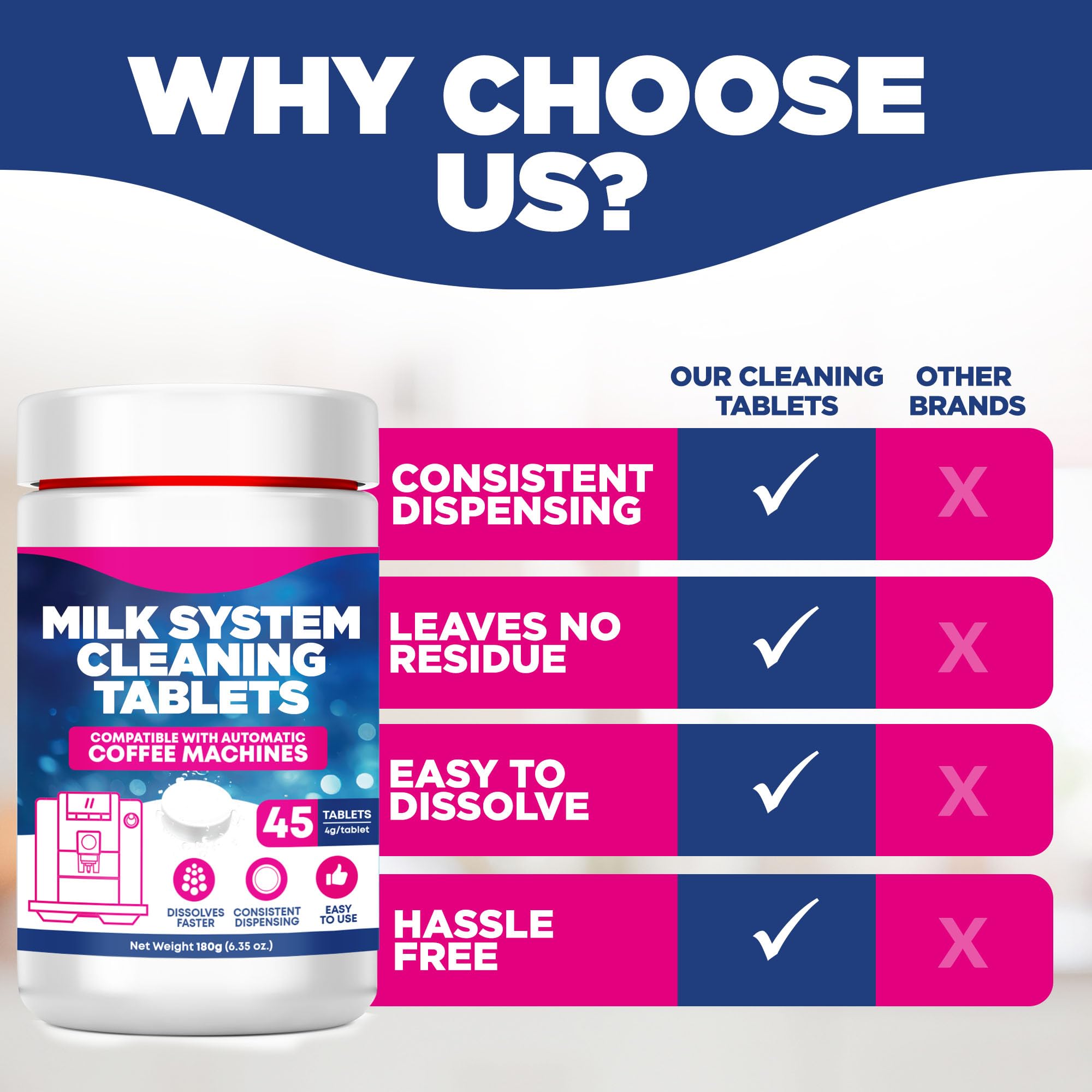 Durabasics tablet dissolving in warm water for quick use
