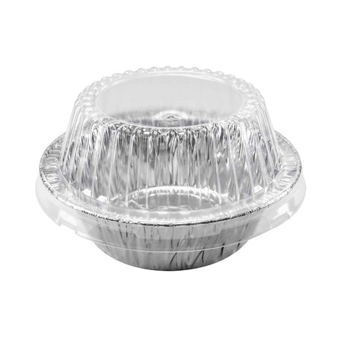 Durable Packaging disposable pie pan with lid, 14 oz, ideal for individual servings