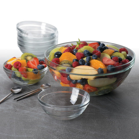 Duralex Lys stackable bowl close-up highlights tempered glass clarity and durability.