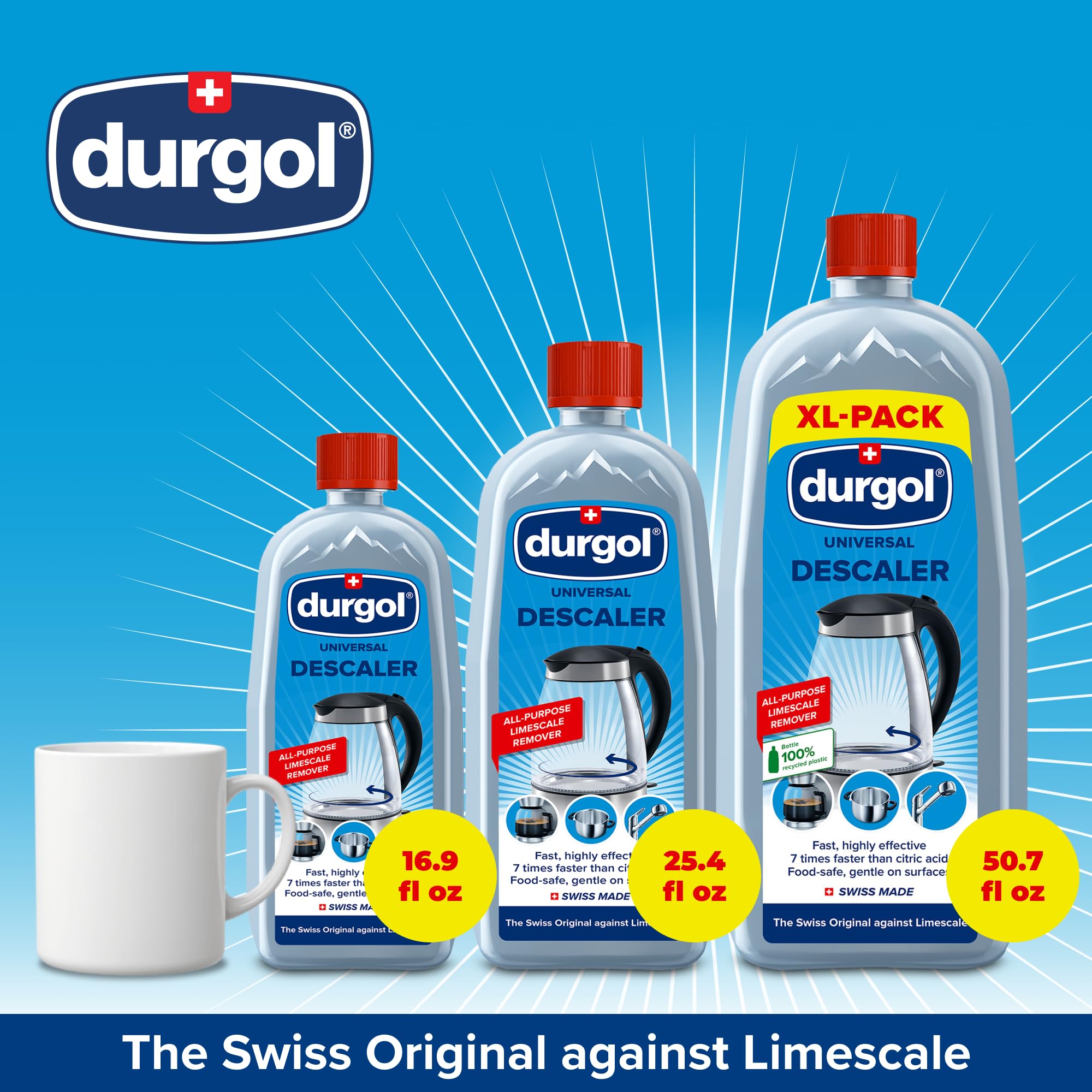 Durgol Universal shower head clean removing mineral buildup