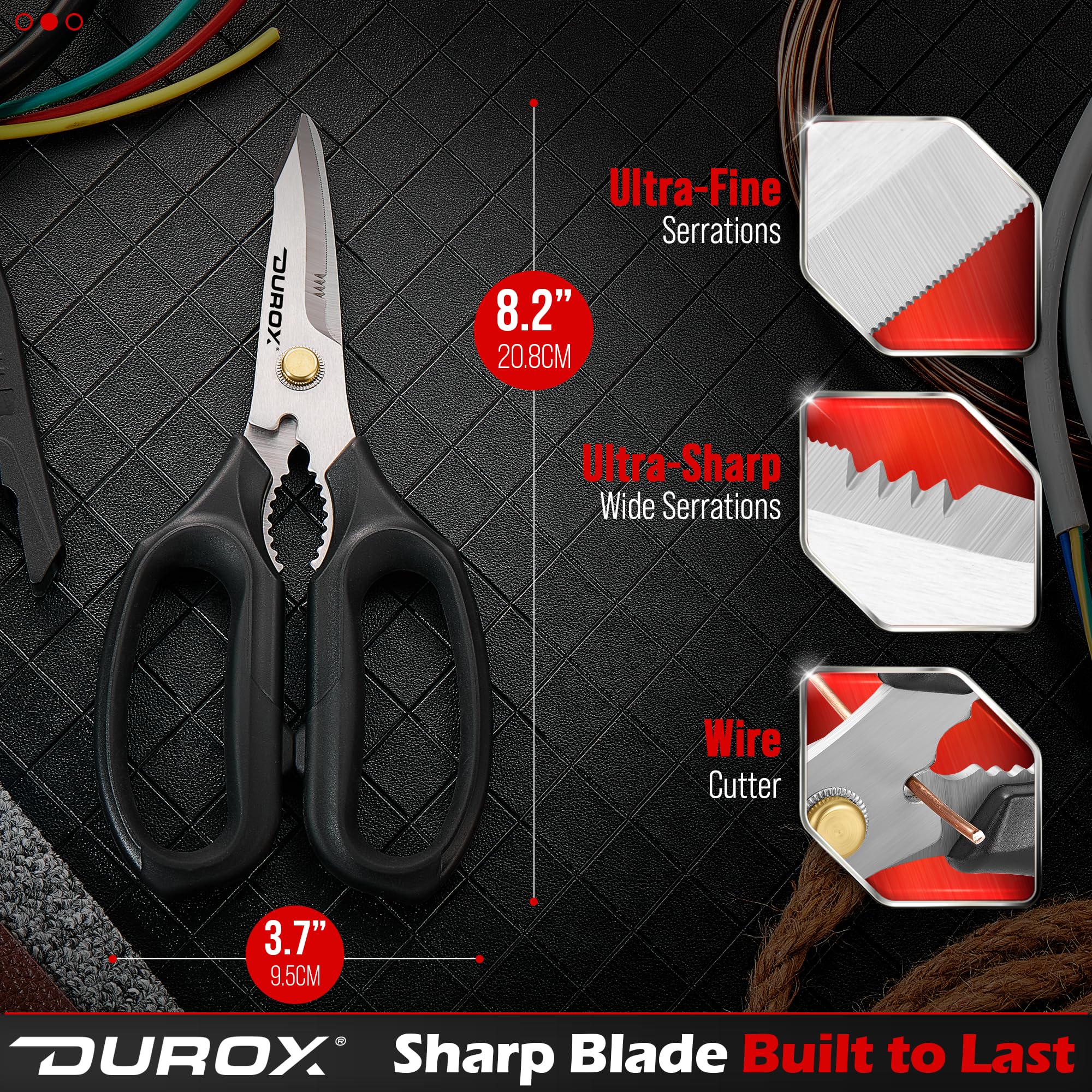 DuroX heavy duty scissors curved blades for smoother cutting action