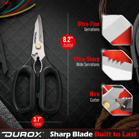 DuroX heavy duty scissors curved blades for smoother cutting action