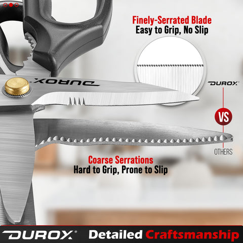 DuroX heavy duty scissors cutting leather with secure grip