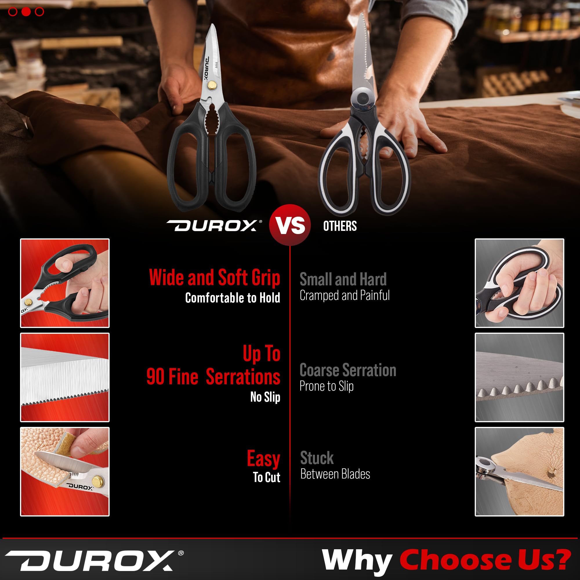 DuroX heavy duty scissors cutting rope with strong traction