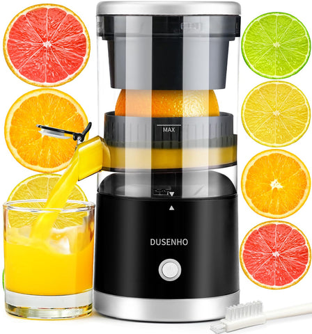Dusenho electric citrus juicer rechargeable compact design for quick, mess-free citrus squeezing.