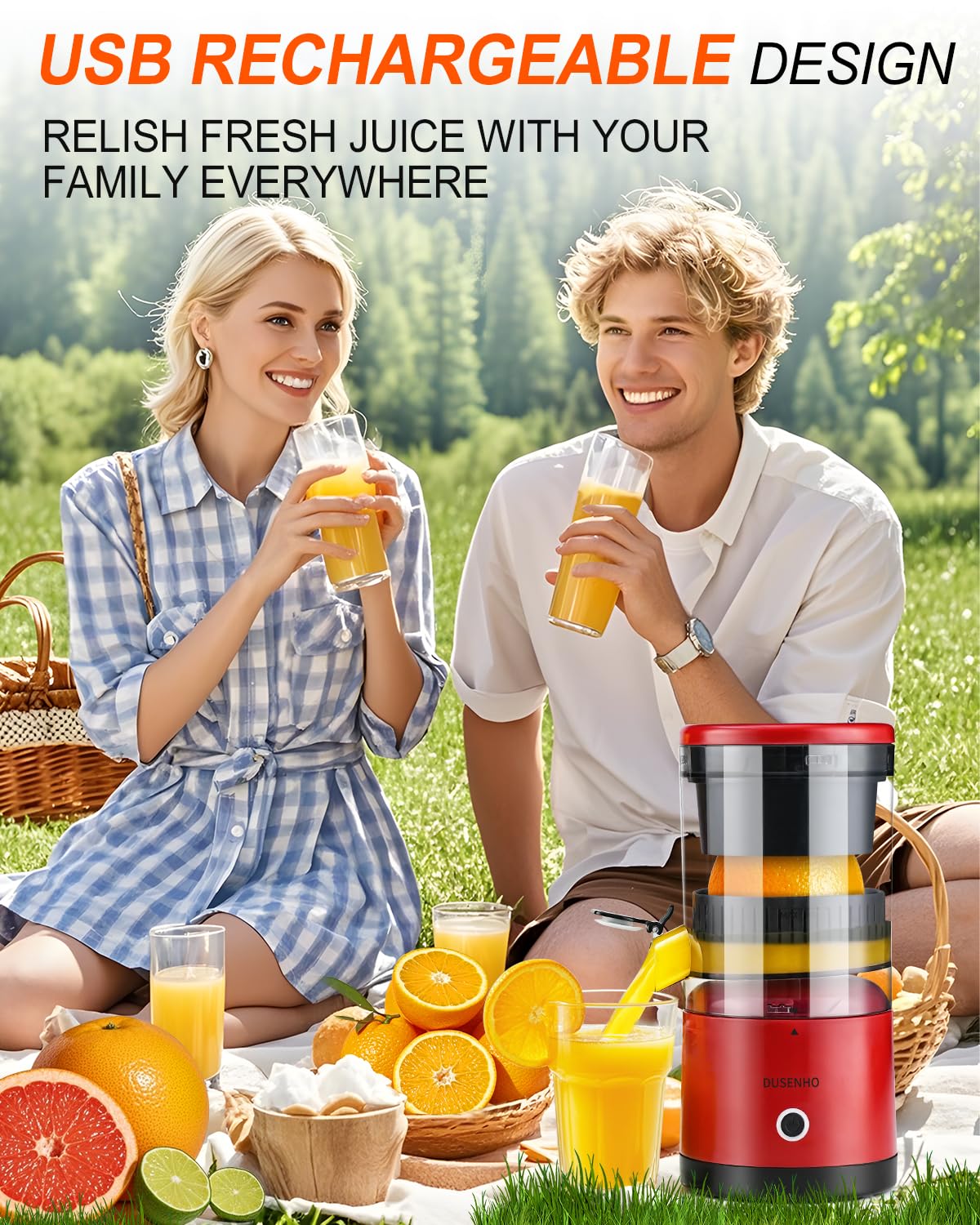 DUSENHO juicer accommodates citrus up to 2.9 inches for seedless juice.