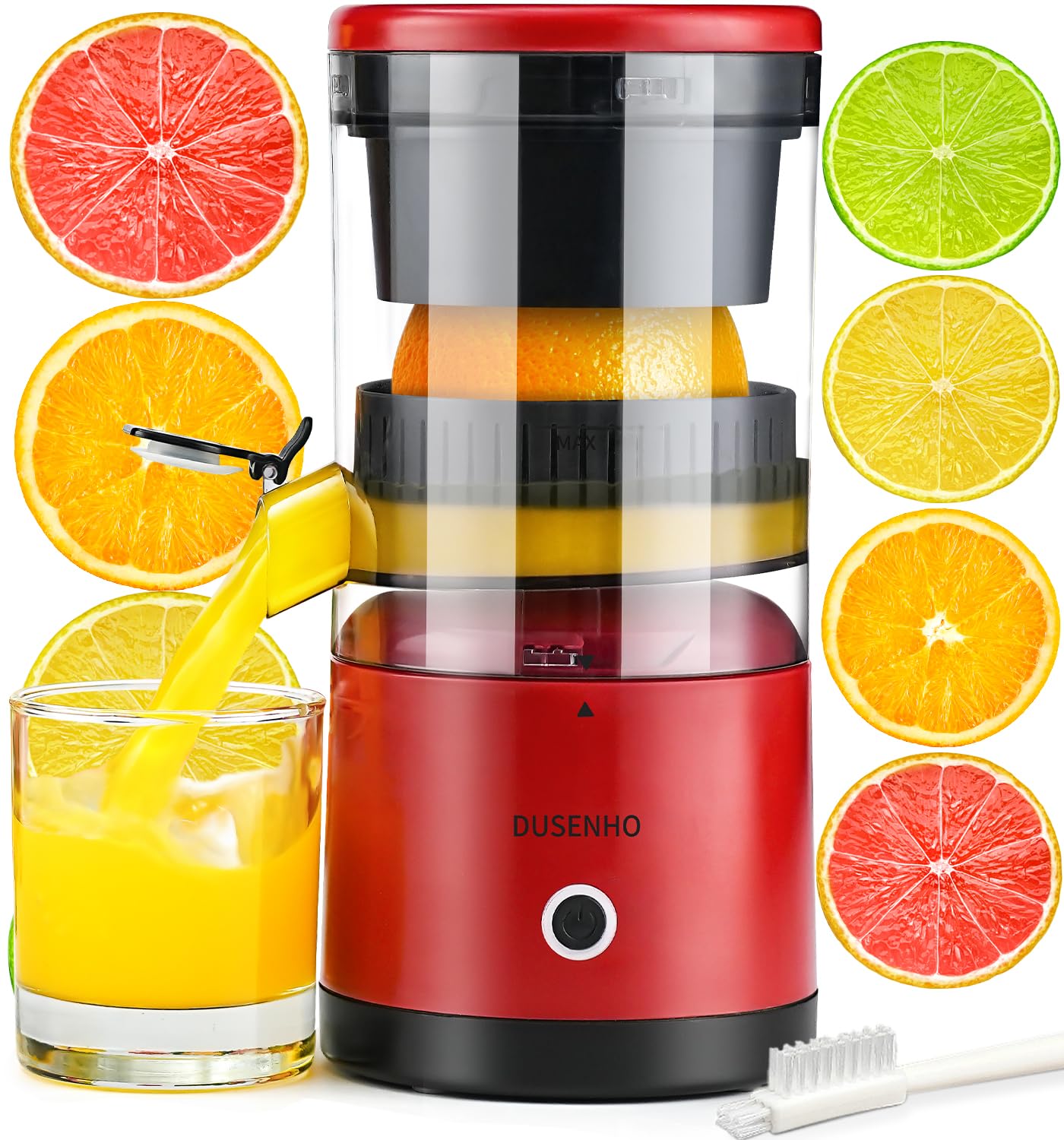 DUSENHO electric juicer compact design for quick citrus juice at home.