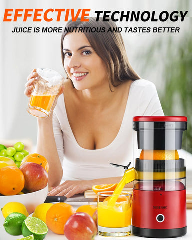 DUSENHO juicer includes brush and cable for convenient setup.