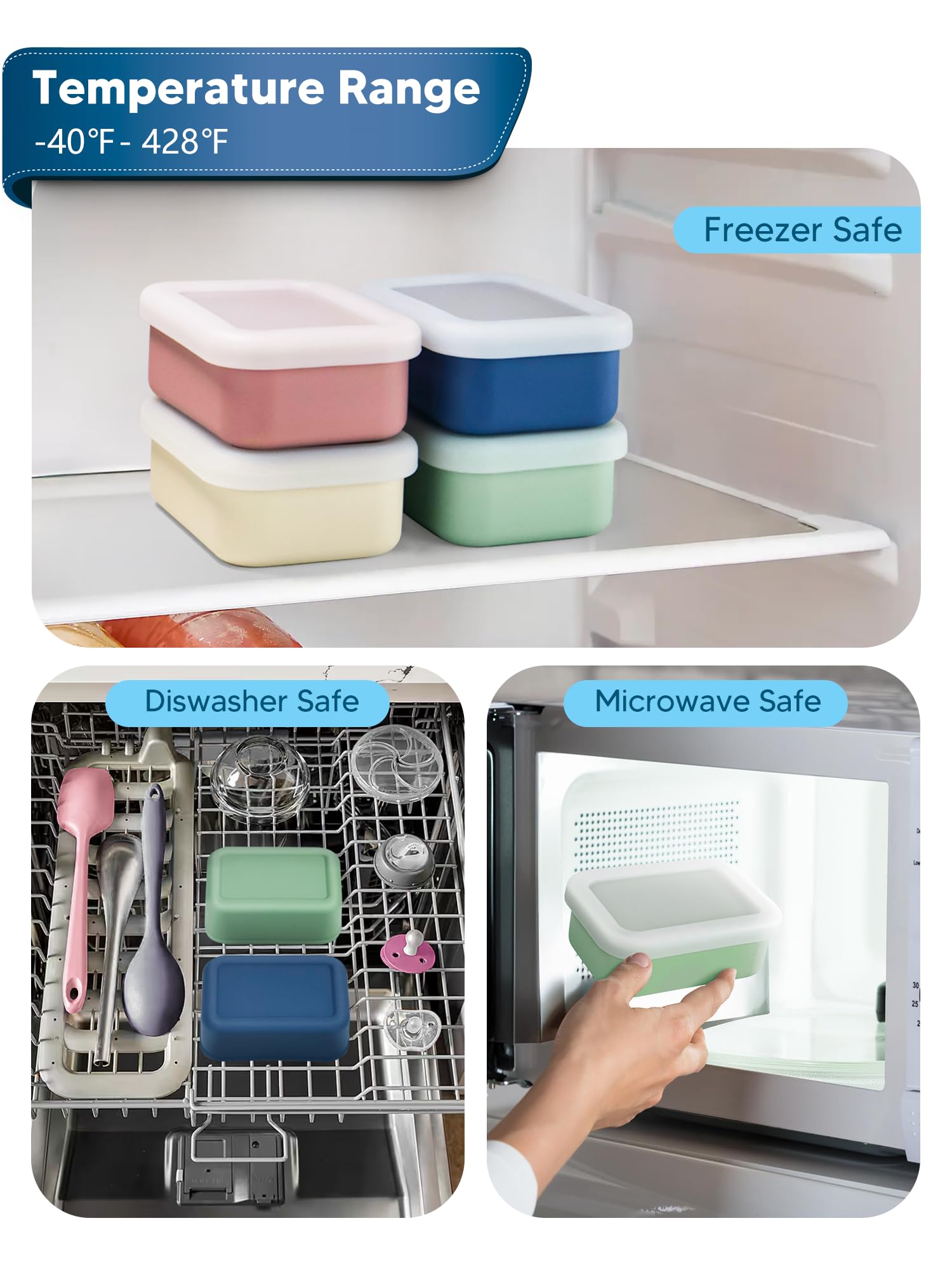 Duseu BPA-free silicone freezer mold is safe for fridge and microwave.