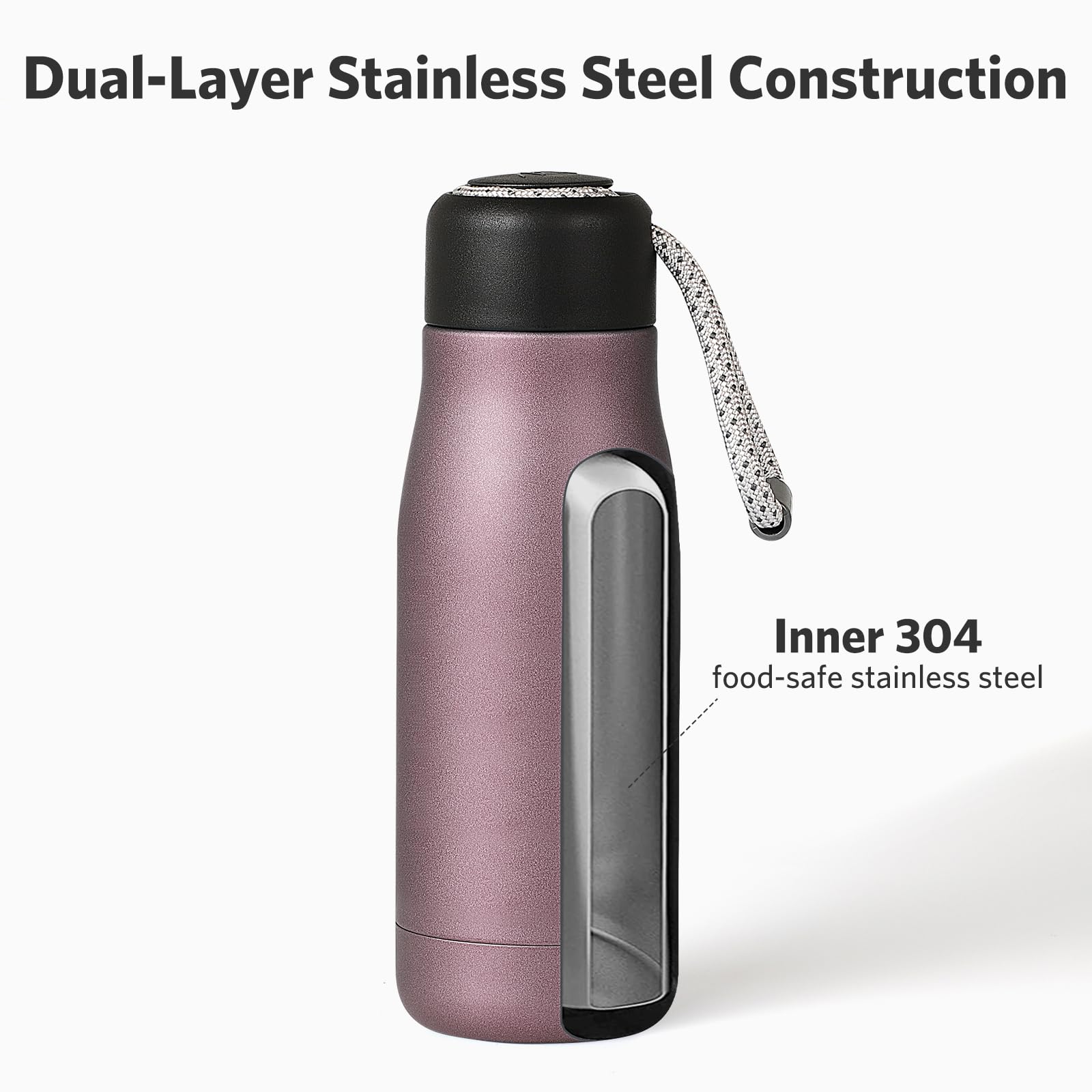 Dusgut mini water bottle 12oz powder-coated finish for durable everyday use.