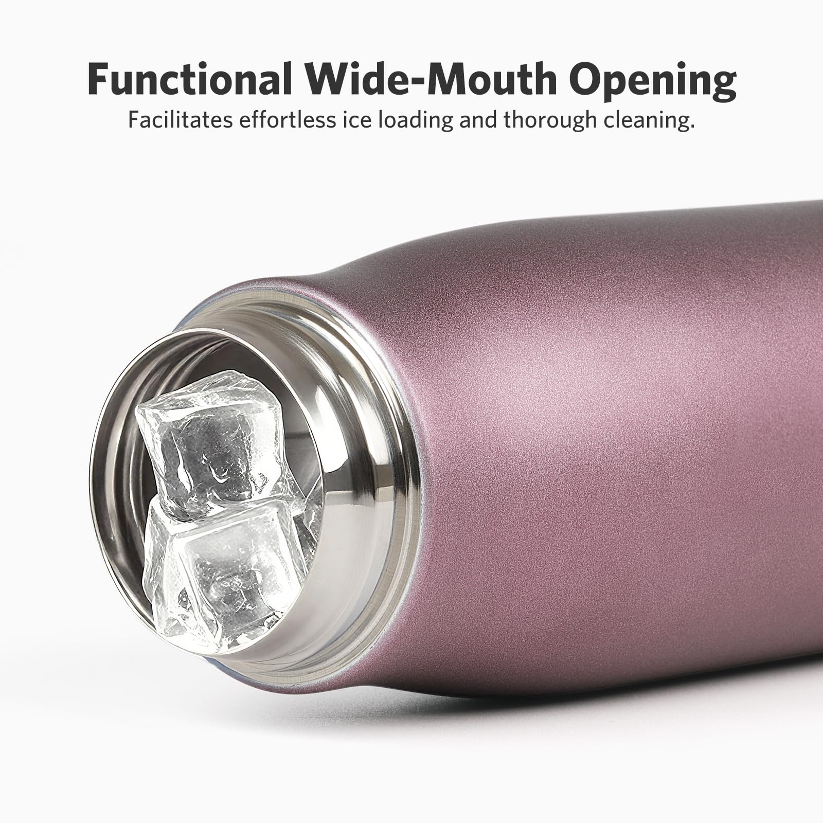 Dusgut mini water bottle 12oz wide mouth enables easy filling and cleaning.