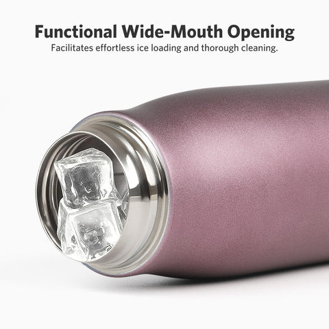 Dusgut mini water bottle 12oz wide mouth enables easy filling and cleaning.