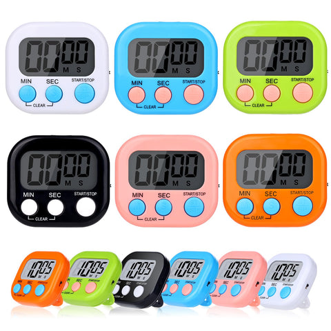 Dualshine 12 pack digital timers with magnetic backs for kitchen multitasking