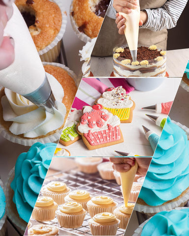 Duskeep anti-burst piping bags maintain pressure for smooth frosting.