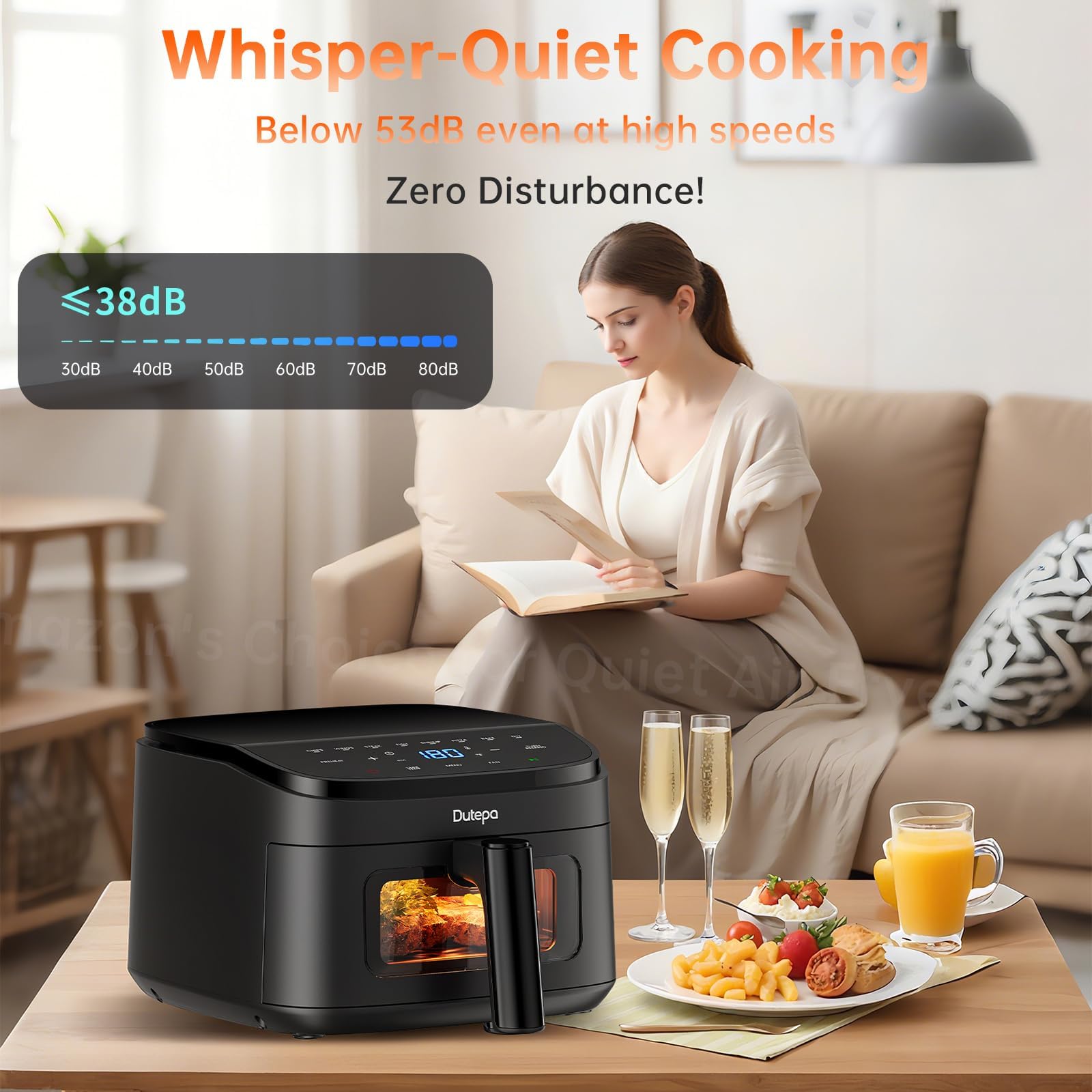 Dutepa Air Fryer 4.5qt capacity ideal for family meals