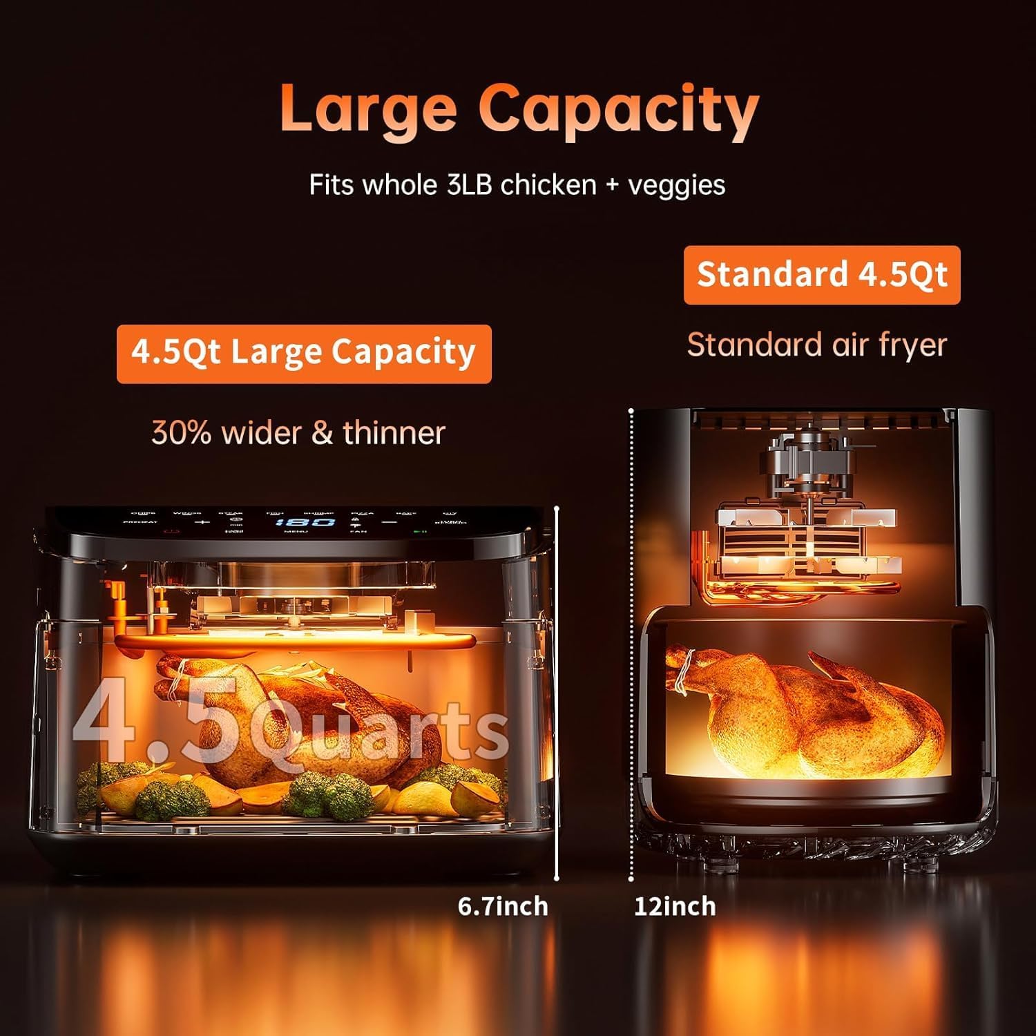 Dutepa Air Fryer with TurboFlow fan for faster, even crisping