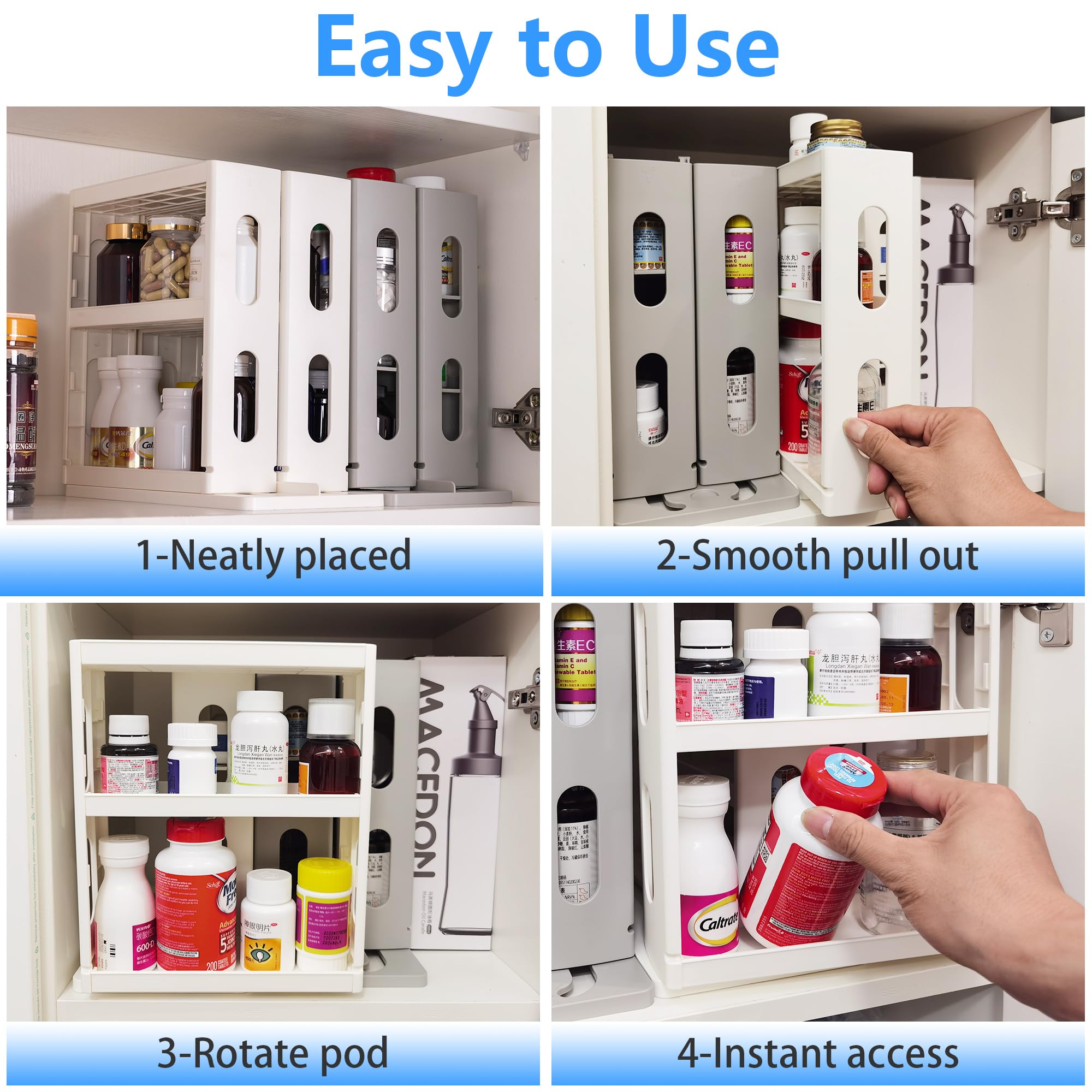 Dutiplus organizer with adjustable shelves for cosmetics and essentials.