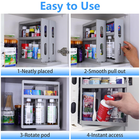 Dutiplus Medicine Organizer placed in a cabinet as a storage rack