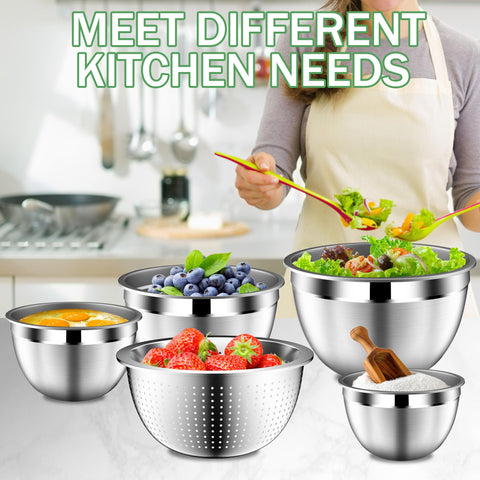 DUTZUN 5-piece set includes multiple sizes with a colander.