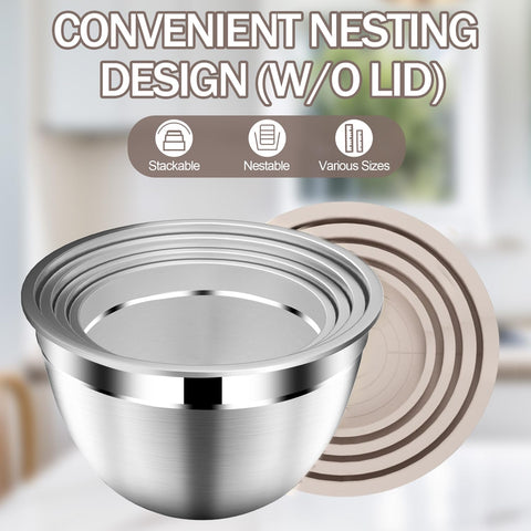 DUTZUN nestable bowls with colander for safe draining.