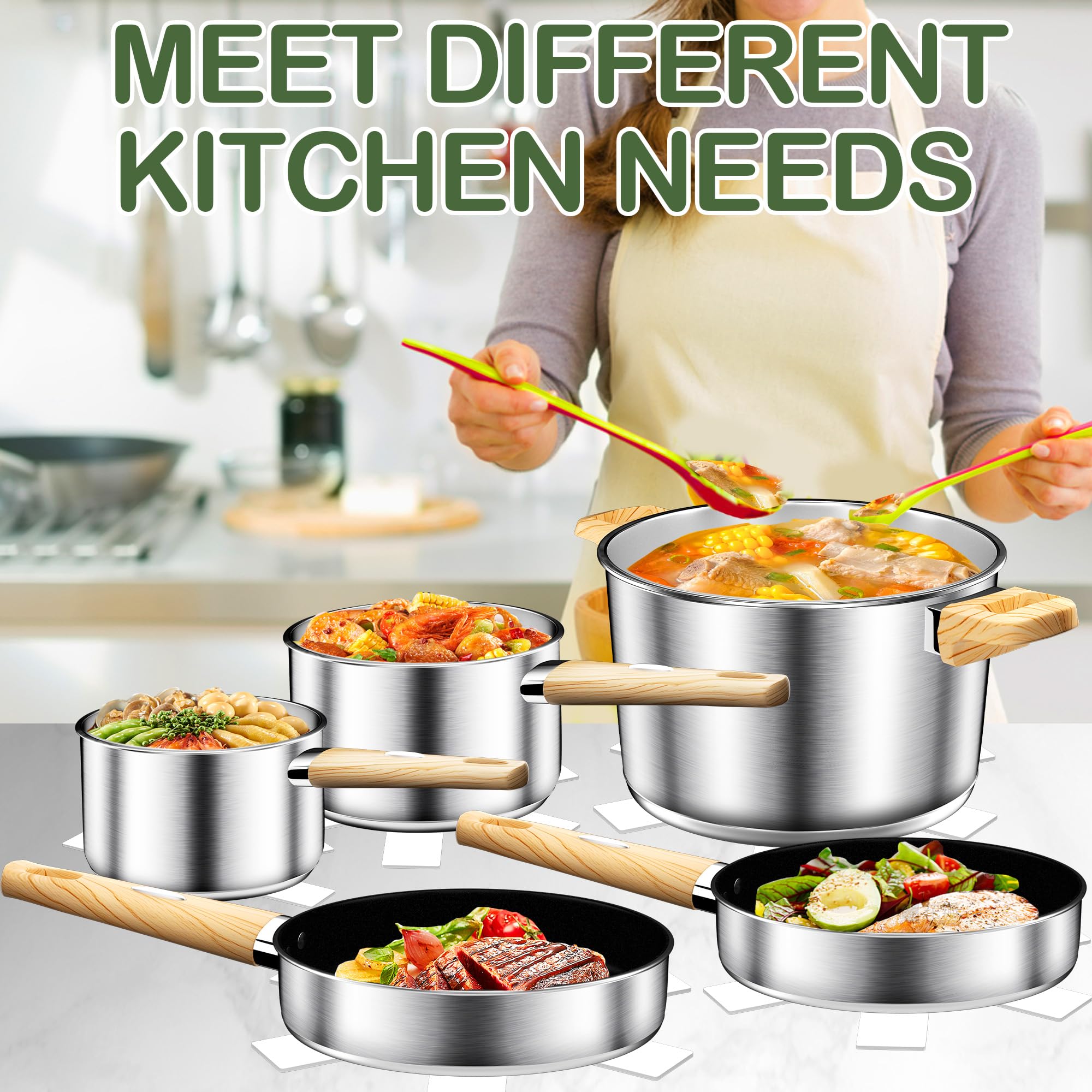 DUTZUN 9.8-inch frying pan with ergonomic wooden handle for comfortable cooking