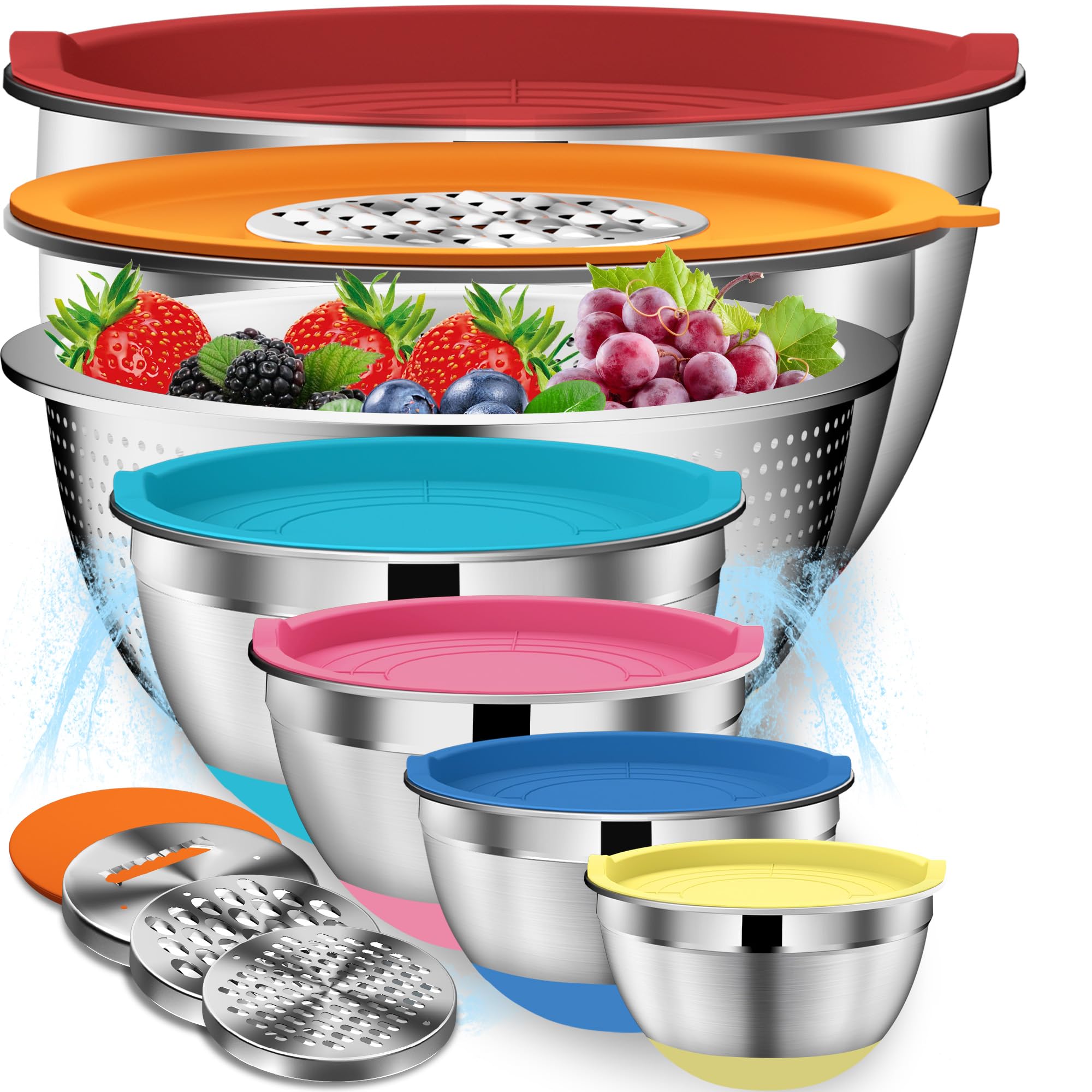 DUTZUN multicolor nestable mixing bowls for space-saving storage and easy access