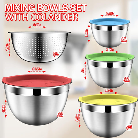 DUTZUN mixing bowls with lids shown for easy storage and portioning.