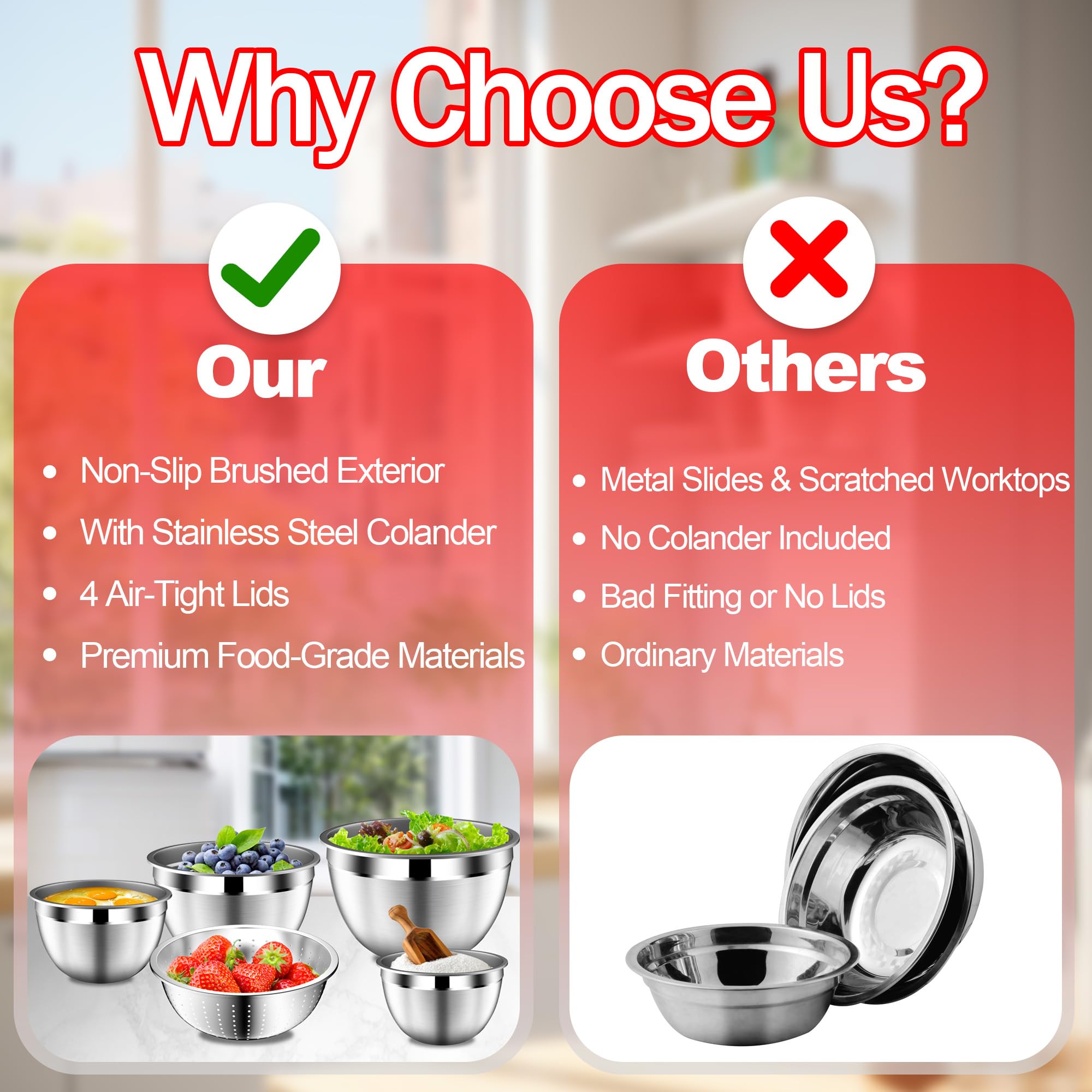 DUTZUN stainless steel bowls in a multicolor set for durable everyday use.