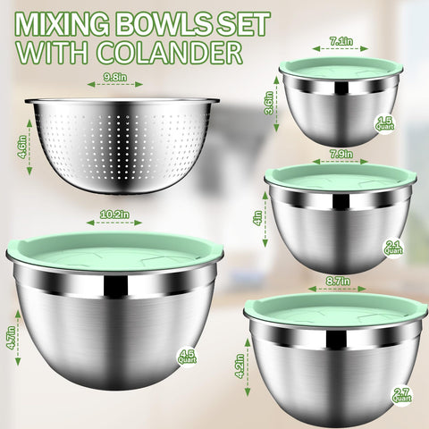 DUTZUN nesting design stainless steel bowls saves counter space.