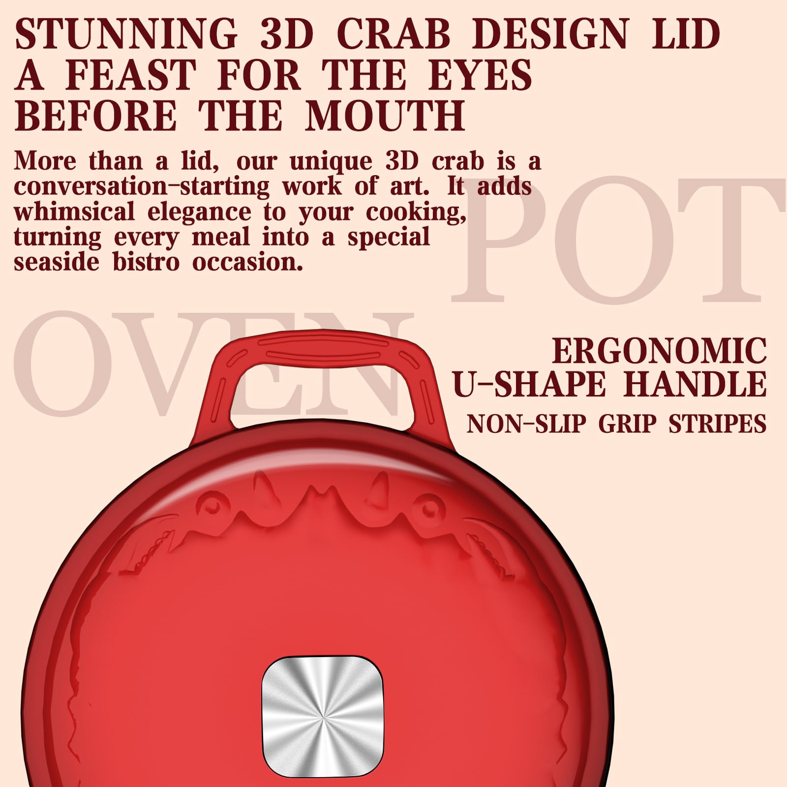 Dutzun crab lid close-up shows distinctive design.