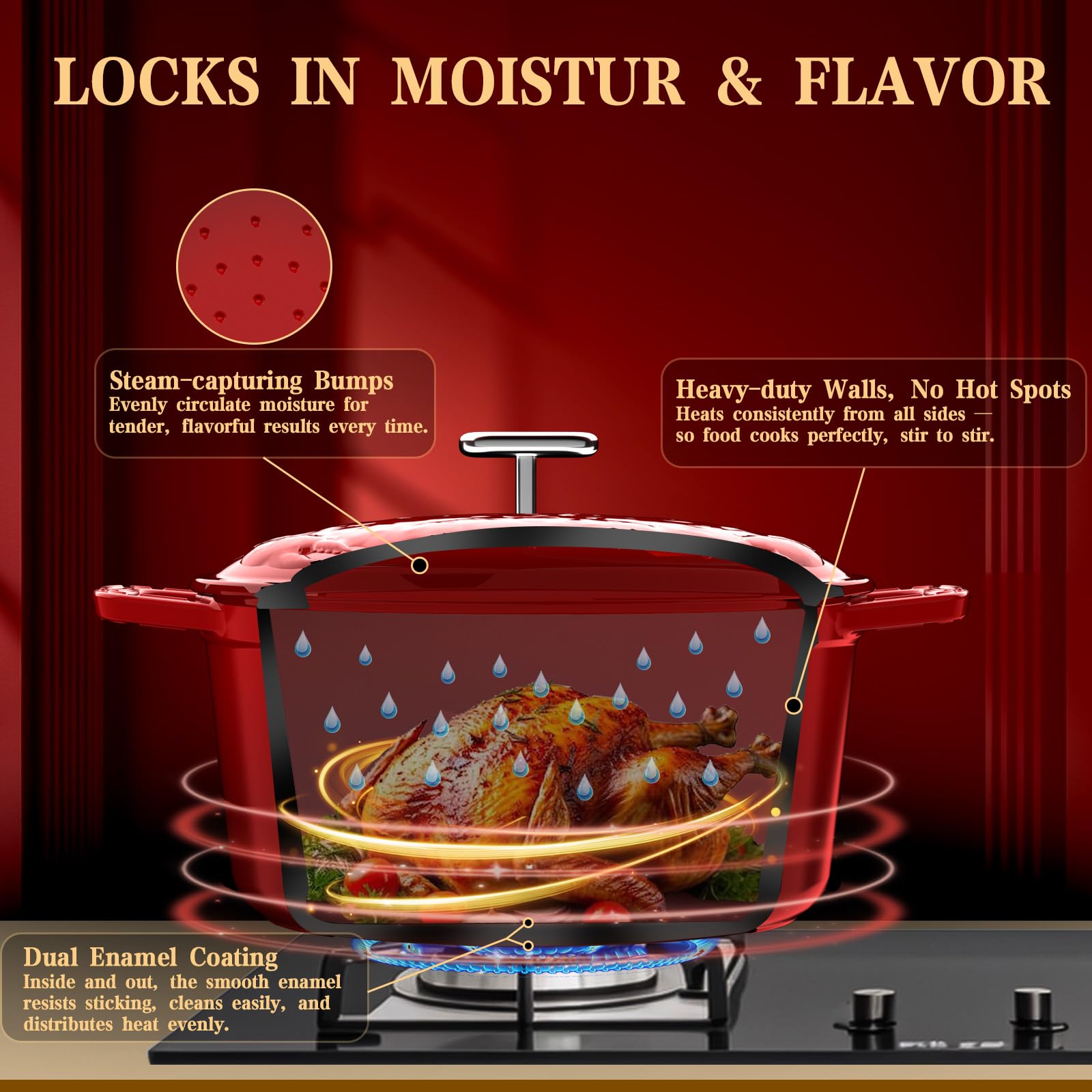 Dutzun interior view demonstrates even heat distribution for braising.