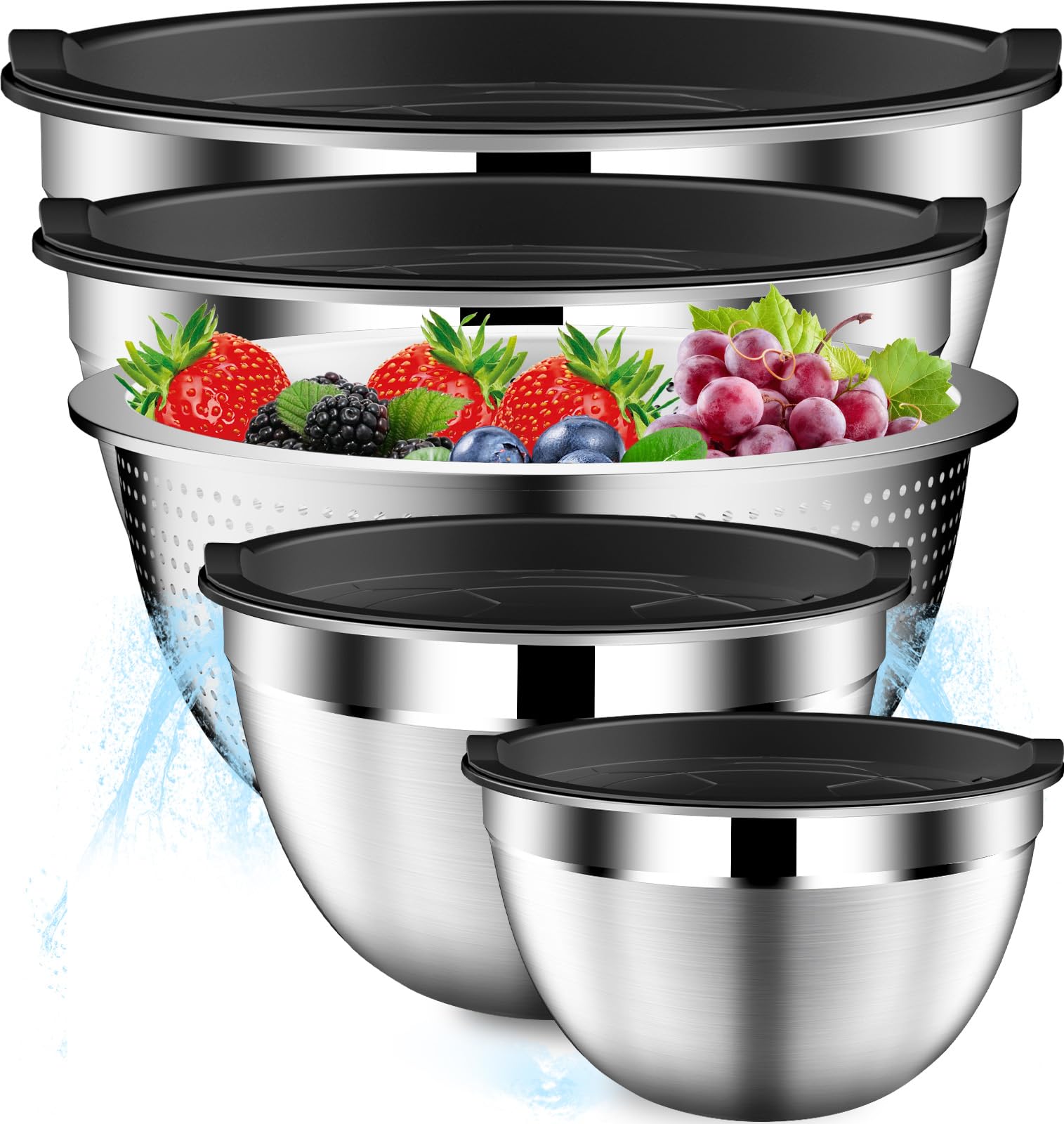 DUTZUN mixing bowls with lids set for versatile food prep and storage.