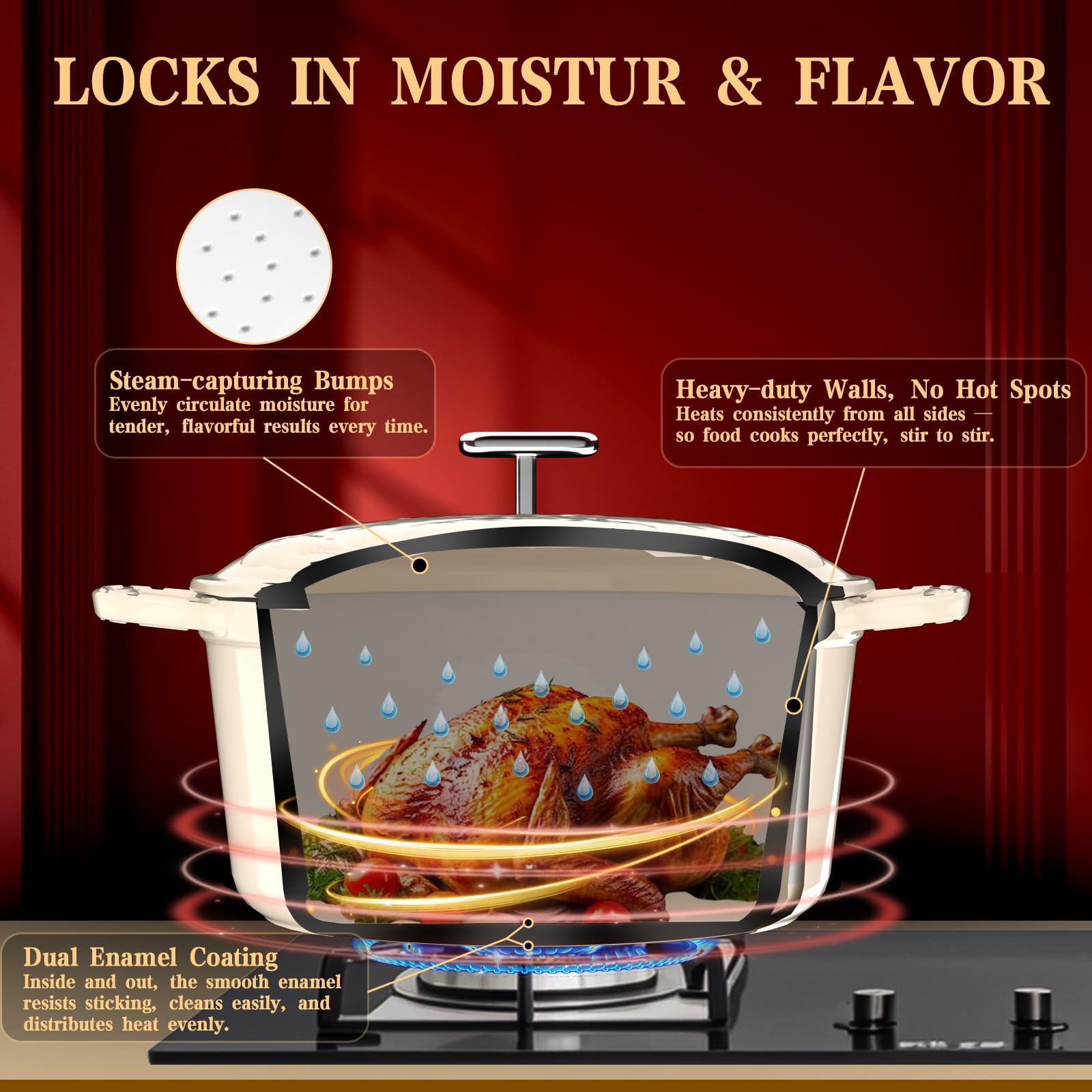 DUTZUN smooth enamel finish makes cleaning quick and simple.