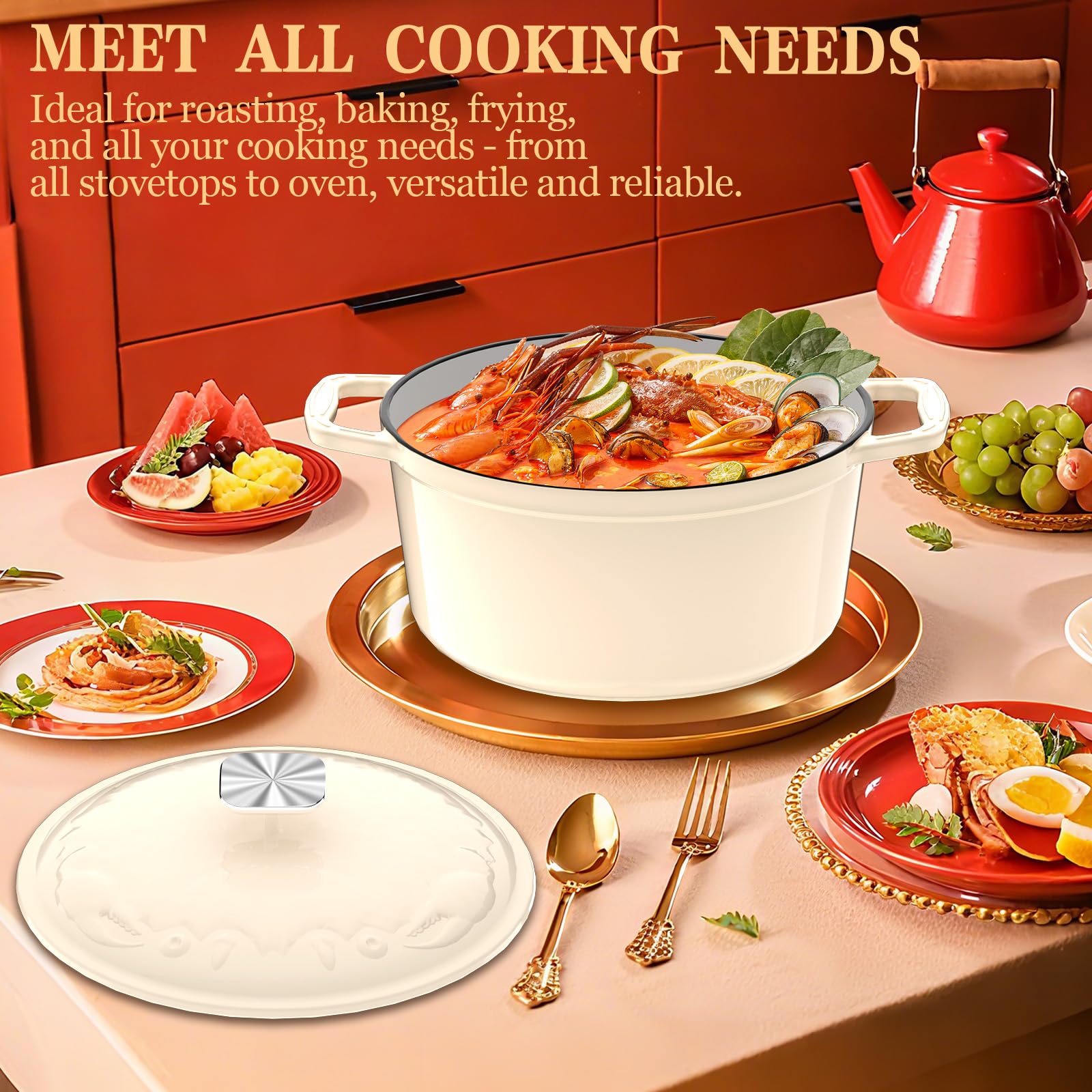 DUTZUN versatile oven transitions from stovetop to table with ease.