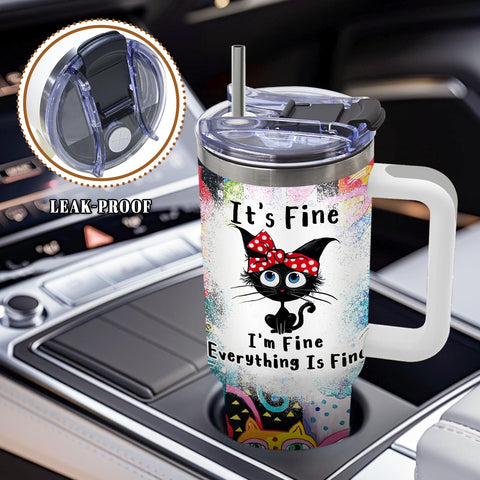 DUUV cat lovers tumbler with doodle background, great for gifts.