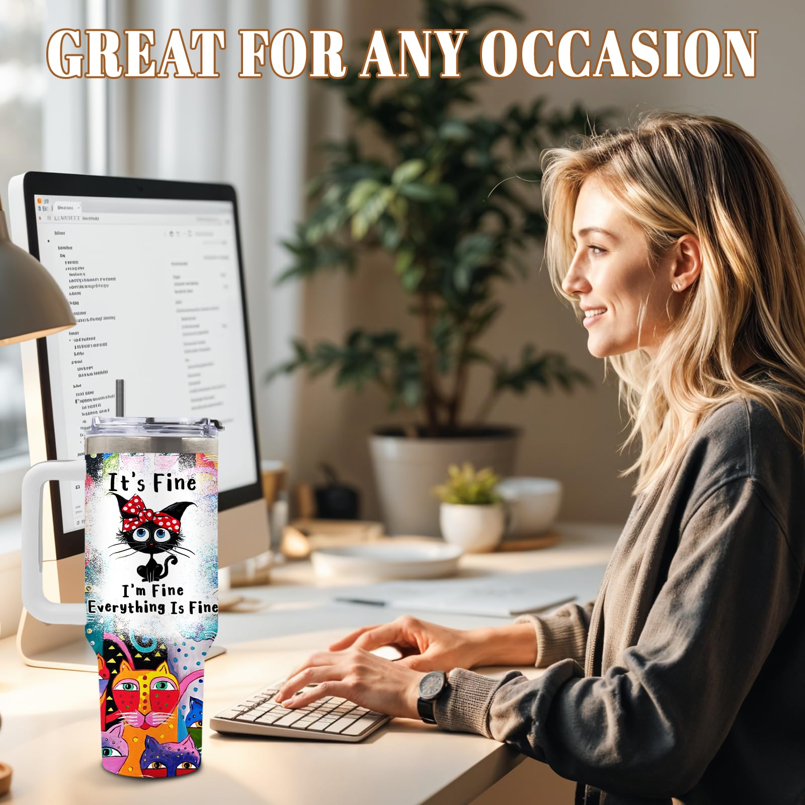DUUV gift-ready tumbler for cat fans, long-lasting hydration on the go.