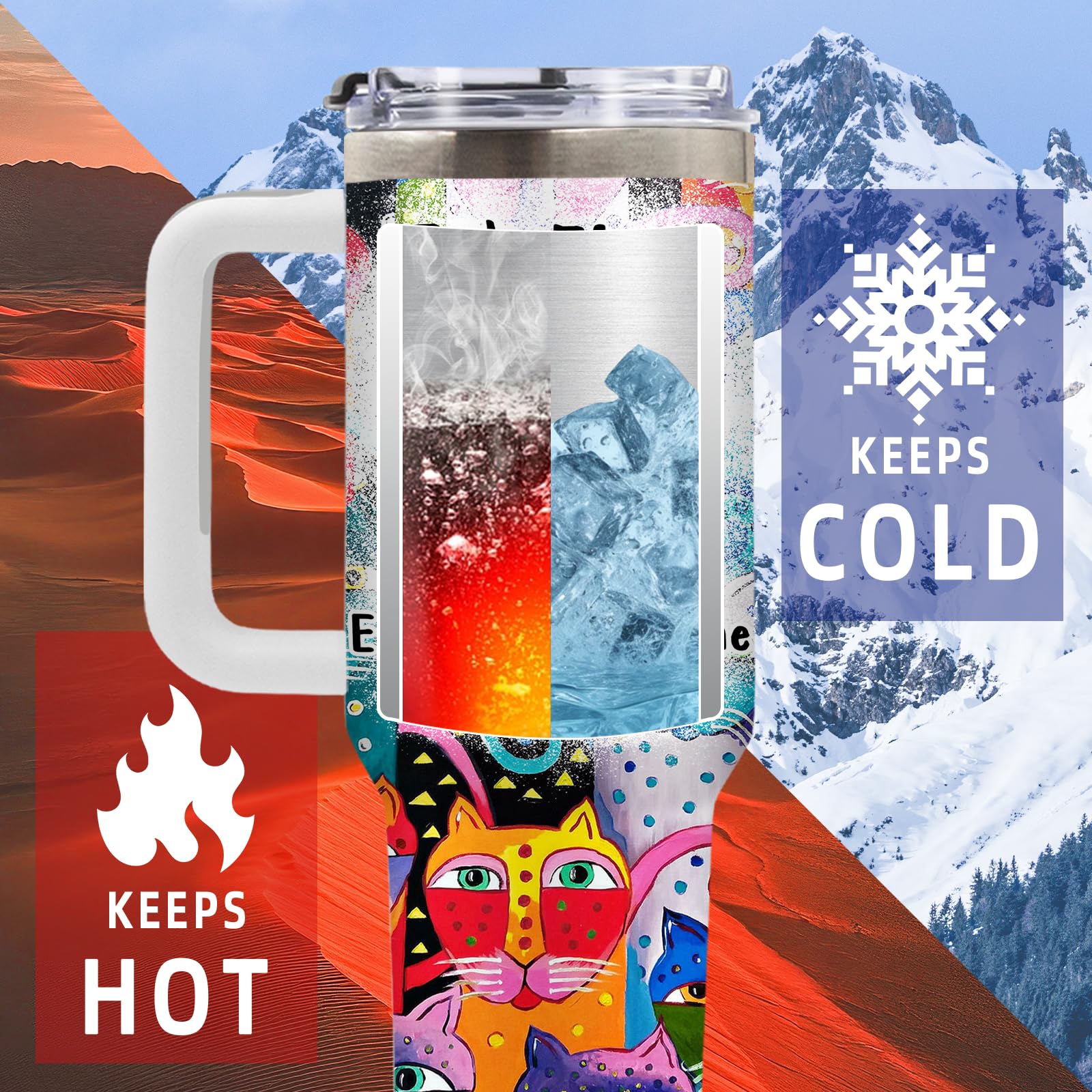 DUUV 40 oz insulated tumbler with double-wall keeps drinks hot or cold.