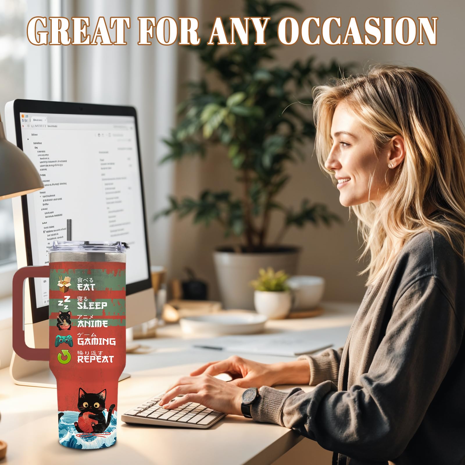 DUUV cat tumbler with double-sided design for versatile display