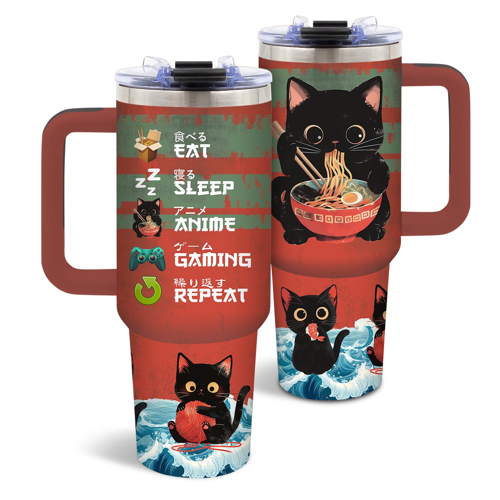DUUV cat tumbler with ramen cat design, ideal for on-the-go meals
