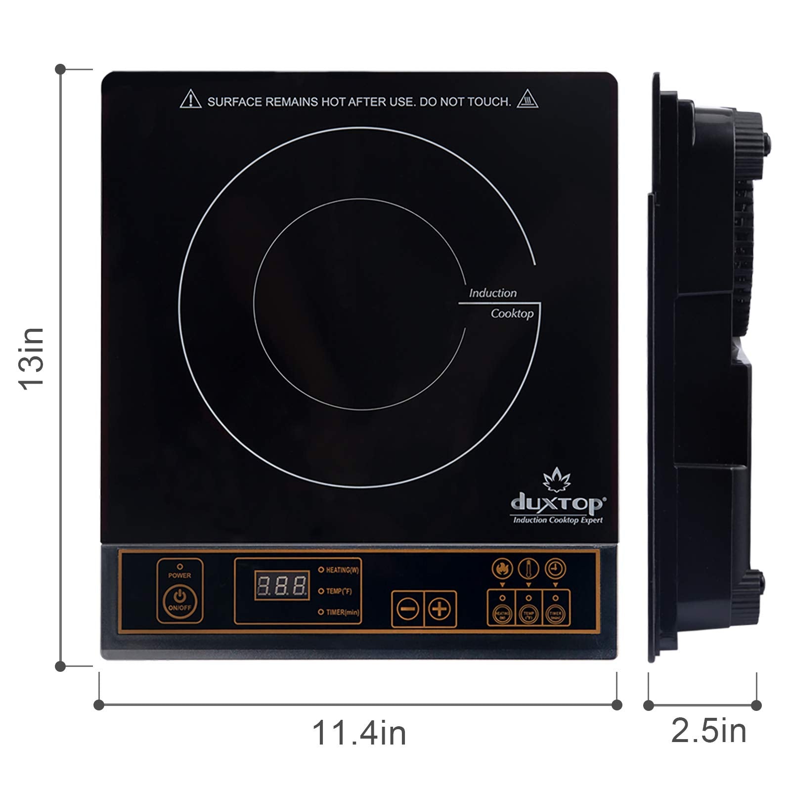 Duxtop 1800W induction cooktop diagnostic alerts aid troubleshooting.