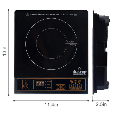 Duxtop 1800W induction cooktop diagnostic alerts aid troubleshooting.