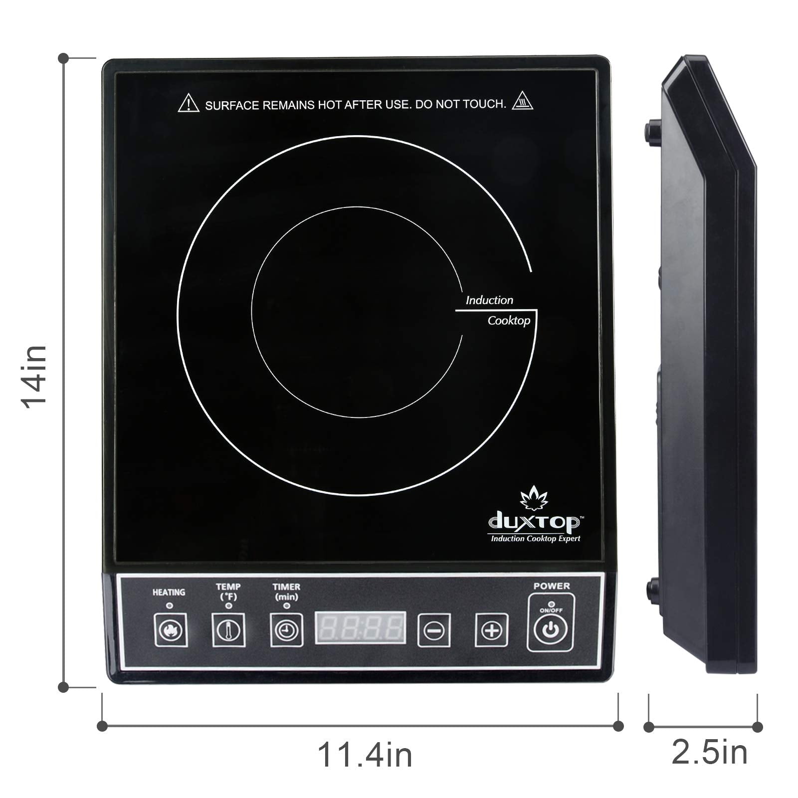 Duxtop auto-pan detection indicator showing cookware presence
