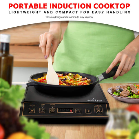 Duxtop portable induction cooktop in compact design fits small kitchens.