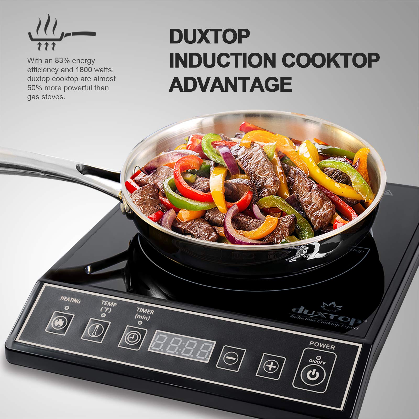 Duxtop portable induction cooktop stored compactly for easy handling