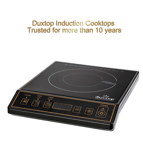 Duxtop induction cooktop control panel and large display for precise heat control.