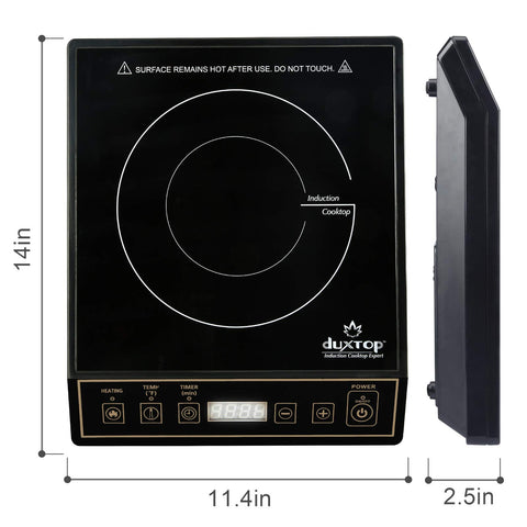 Duxtop induction cooktop shows hot surface warning after use.