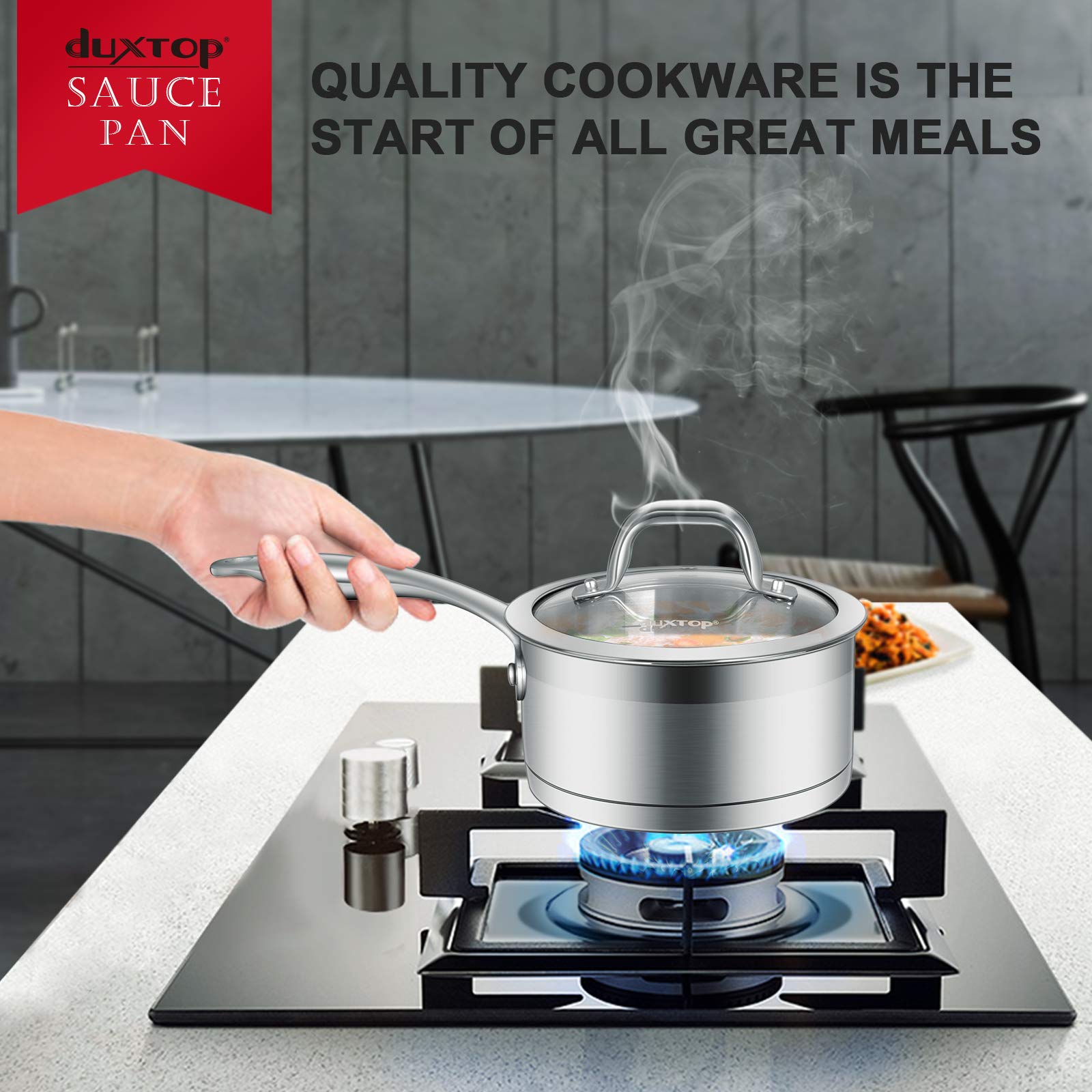 Duxtop dishwasher-safe pot cleans up quickly after cooking.