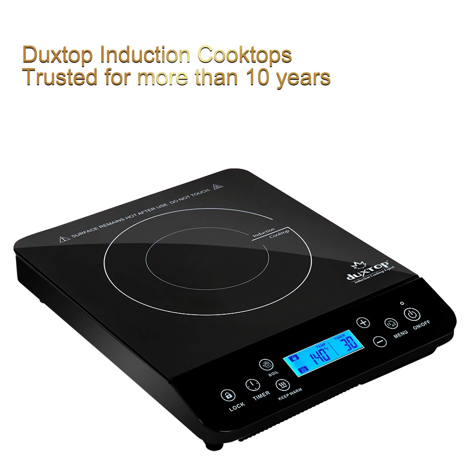 Duxtop control panel with LCD touch for precise settings.