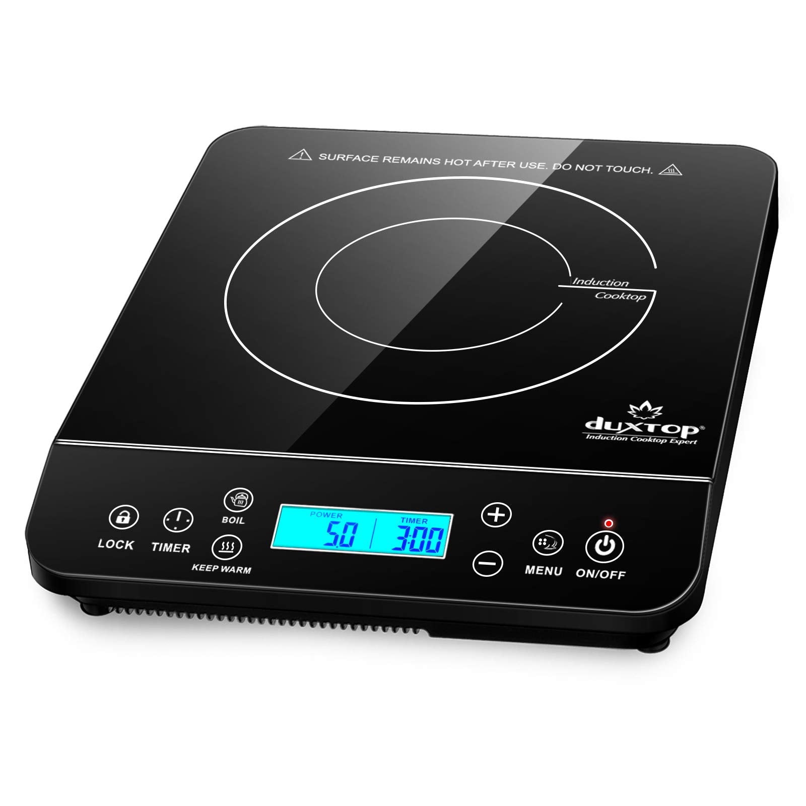 Duxtop portable induction cooktop front view for fast, energy-efficient meals.